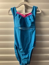 ERIN leotard GYMNASTICS DANCE BALLET CL child large BLUE PINK fancy back