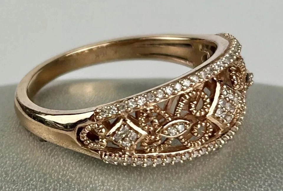 1 Ct Round Cut Lab Created Diamond Half Eternity Band Ring 14k Rose Gold Plated - Image 4 of 4