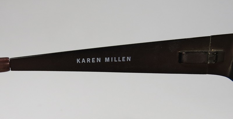NEW KAREN MILLEN KM0087 EYEGLASS FRAME 2 METAL HALF-RIM BROWLINE BROWN 49-17-135