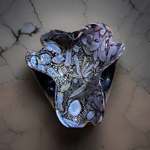 Murano Vintage Black Tutti Frutti Glass Bowl