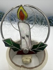 Gallery Tiffany Stained Glass Xmas Candle Night Light- Holiday Decor
