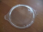 Vtg. Pyrex 470-C Clear Glass Lid Only - Round, Tab Handles, Fits Cinderella GUC