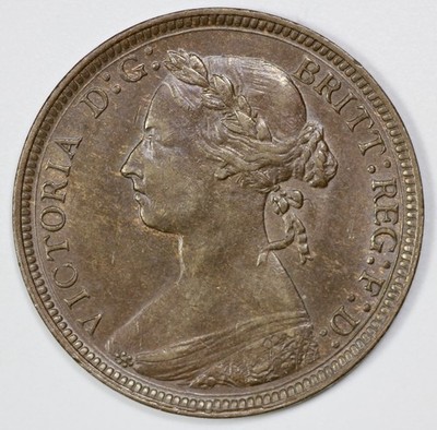 1885 Great Britain Bun Head Half Penny