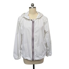 Athleta White Hooded Lightweight Zip Up Jacket Packable Size L