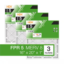 16x20x1 Pleated Furnace Air Filter MERV 8 FPR 5 3-Pack Standard HVAC