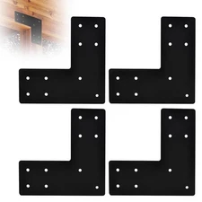 4Pack Heavy Duty L Shape Flat Angle Brackets 7.5x7.5x3 for 4x4 & 6x6 Wood Pos...