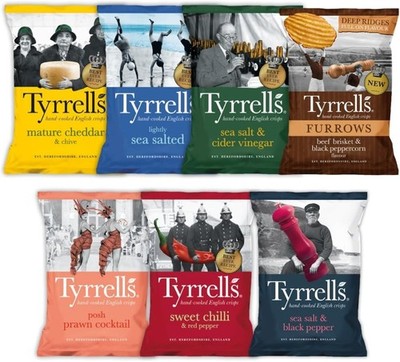 Tyrrells Crisps Mixed Case 7 Flavours  Full Case 24x40g Bags