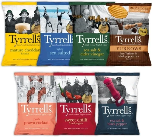 Tyrrells Crisps Mixed Case 7 Flavours  Full Case 24x40g Bags
