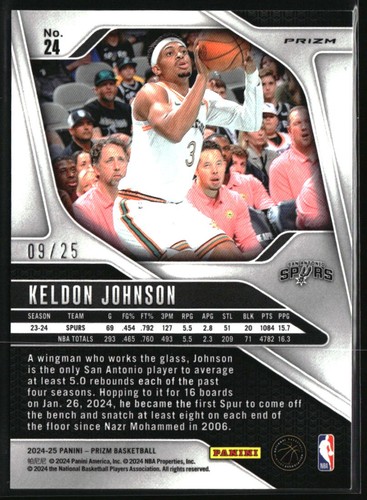 2024-25 Panini Prizm #24 Keldon Johnson Prizms Mojo #/25 - Picture 2 of 2