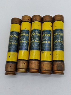Bussmann LPS-RK-60 Low-Peak Time Delay Fuse, 600VAC 60Amp Class RK1 Lot of 5