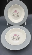 2 Homer Laughlin Cavalier Eggshell China Bowl C56N5 Gray/Pink Floral Vintage MCM
