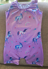 Girls Purple Unicorn Print Sleeveless Polyester Dance Leotard/Unitard Size 130