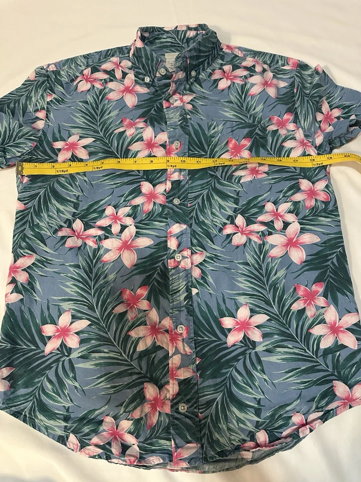 Jcrew Crewcuts Boys Floral 100% cotton Short Sleeve Shirt Sz 14 Hawaiian blue - Image 4 of 4