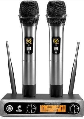 Kabelloses UHF Dual Handmikrofonsystem mit Empfänger für Karaoke & Events