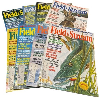 Vintage Field & Stream Magazine Lot 8 1970 1971 1972 Hunting Fishing Trapping