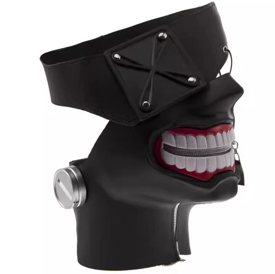 Anime Tokyo Ghoul Kaneki Ken 3D Black Latex Mask w/Zipper Cosplay Half Mask Gift - Image 2 of 4