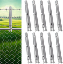 10 Pack 1-3/8" Chain Link Fence Barbed Wire Extension Arms, Silver