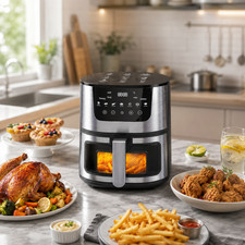 7L Air Fryer Digital Smart Oil Free 9 in 1 Cooker 2400W Visual Window UK Plug