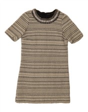 ZARA Womens Sheath Dress UK 6 XS Beige Geometric AH15