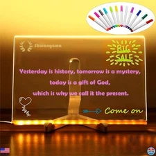 Vibrant LED Note Board - 12-Color Acrylic Drawing Pad with Stand & Dry-Erase