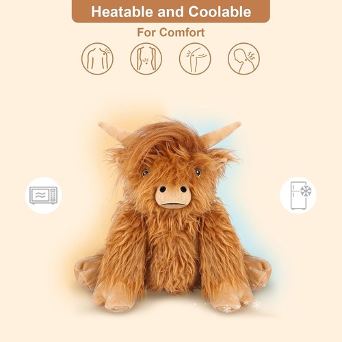 Highland Cow Stuffed Animals Microwavable Stuffed Animals Heating Pad for Cramp - Picture 3 of 9