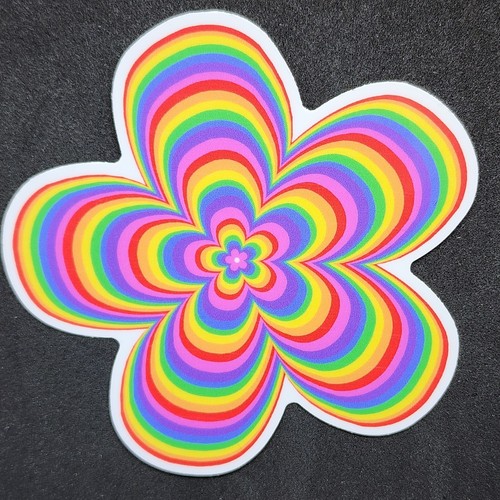 Rainbow Flower Sticker - Cute 3 inch by 3 inch Vinyl Waterproof - Psychedelic - Picture 5 of 6