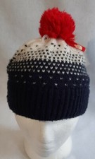 The North Face Pom Beanie Knitted Winter Hat Red, White  Blue Size: Junior M