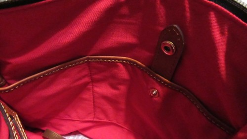 BOLSO DE HOMBRO Dooney & Bourke negro textil con borde de cuero nuevo sin etiquetas ¡lindo! - Imagen 6 de 6