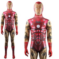 Iron Man Bodysuit Superhero Jumpsuit Halloween Cosplay Costume Party Adult Kids