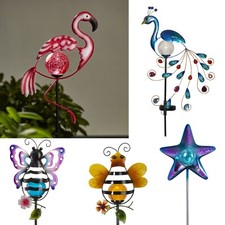 Solar LED Gartenstab SICILY Glas-Kugel Tiere Solarstab Solarleuchte Deko Garten