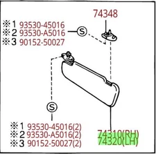 Toyota Tacoma 1997-1999 Driver & Passenger Gray Sun Visor Set Genuine OEM OE  
