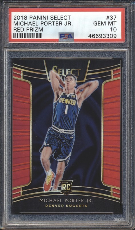 2018 Panini Select RED PRIZM #/199 Michael Porter Jr. ROOKIE #37 PSA 10 NUGGETS