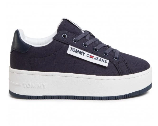 TOMMY HILFIGER Damen Plateau Schuhe Oversize Label Icon Sneaker  