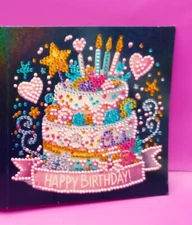 Finished Diamond Art - Sparkling Birthday Card with White Envelope