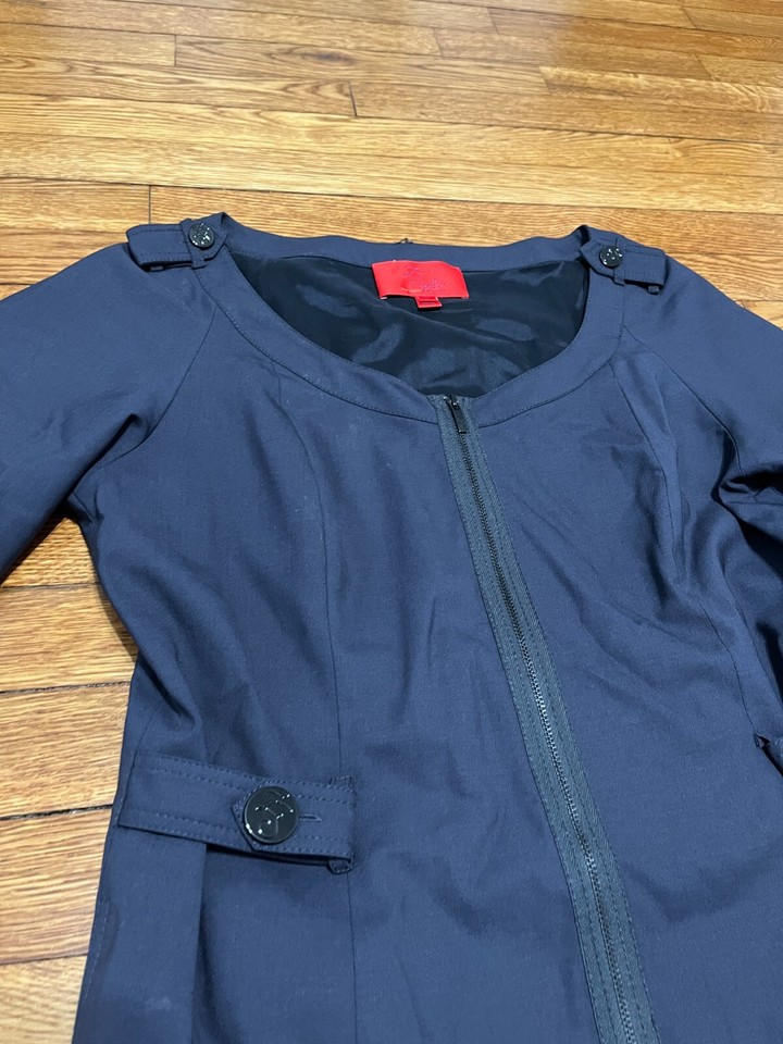 Zac Posen Z Spoke Nautical Shirt Dress Size 12 Zip Front Short Sleeve