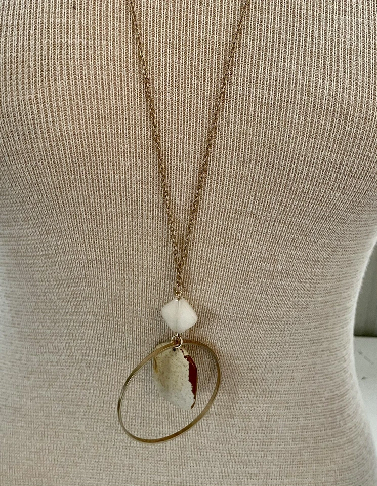 Pomona 34” Cadena Círculo Colgante Collar Piedra Natural Pulida Cuelga ¡NUEVO! P537 Foto 2 de 4