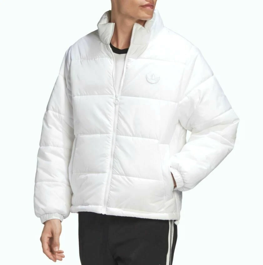 NEW MEN S ADIDAS ORIGINALS TREFOIL PADDED BOMBER JACKET SIZE MEDIUM GE1343 WHITE
