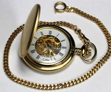 Colibri Skeleton Dial 47mm Pocket Watch w/ Hunter Case & Chain - Runs