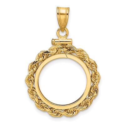 2008 5 $ 1/10 oz American Buffalo Screw Top Knotted Rope Coin Bezel in 14k Gold