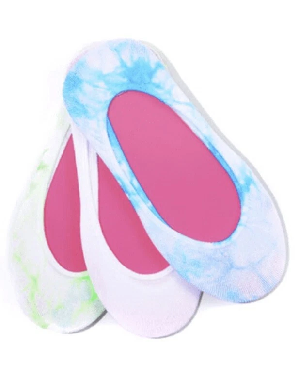 Tênis HUE verão Tie-dye forro meias valor pacote com 3 costas silicone azul verde - Imagem 4 de 4