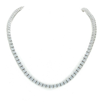 Unisex 1 Row 3mm Silver Solitaire Link Necklace Lab Diamonds Chain Bracelet