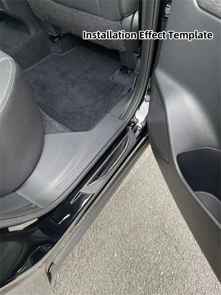 Protector de peldaños de panel de cubierta de umbral de puerta negro 4 piezas para accesorios Ford F-150 Foto 4 de 4