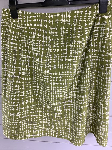 Linea Ladies Skirt Silk A Line Cotton Green White Summer Holiday Good Cond 14 - Picture 3 of 9