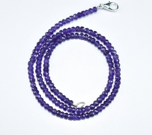 Schöne Amethyst facettierte Rondell Edelstein Perlen Halsketten 18 Zoll Mädch... - Bild 7 von 13