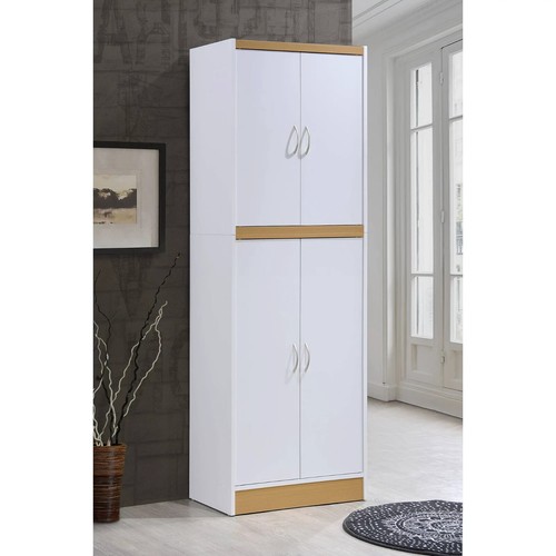 Kitchen Cabinet Pantry Cupboard 4-Door Storage Organizer Shelves 72 In. White - Picture 13 of 24