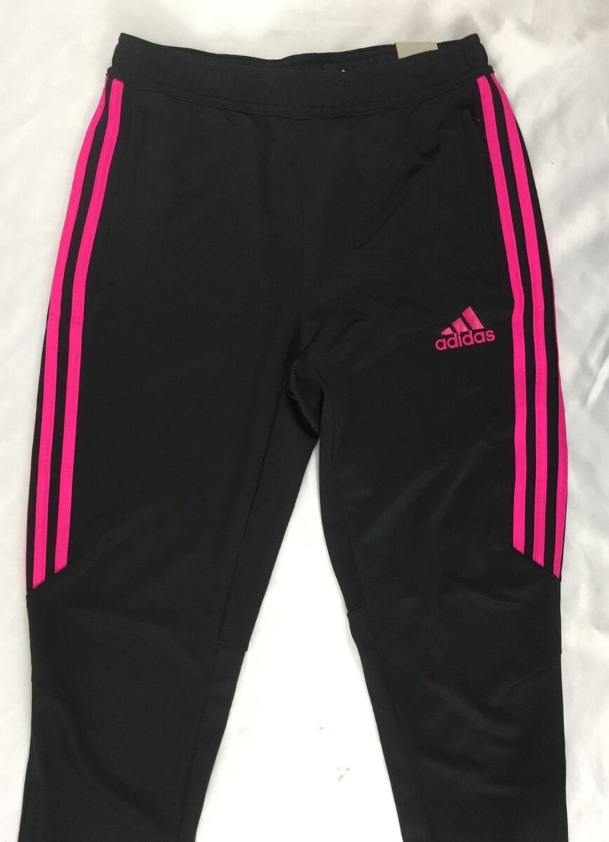 Adidas YOUTH TIR017 Climacool Soccer Sweat Pants Black Pink CF1149