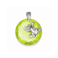 925 Silver Green Cubic Zirconia Polished Frog Charm Pendant - 1.39 Grams on sale 925 Silver Green Cubic Zirconia Polished Frog Charm Pendant - 1.39 Grams on sale