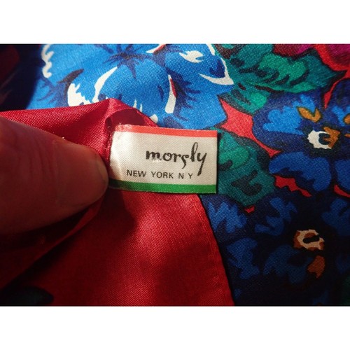 Morsly New York Polyseter Scarf Flower Boho Chic Red Blue Purple Vintage Square - Picture 5 of 6