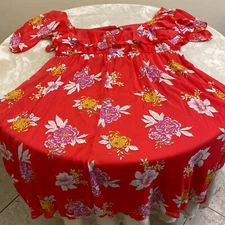 New Look Womens Multicolor Floral Ruffle Bust Drawstring Fit & Flare Dress Sz 3X