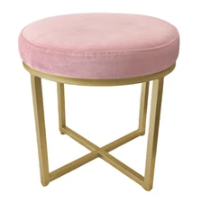 18" Wovenbyrd Pink Round Ottoman with Metal Base